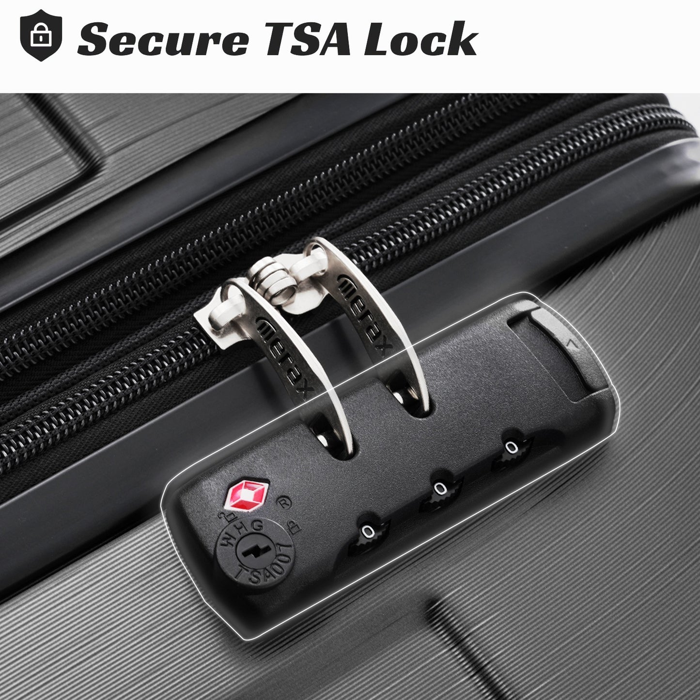 Hardshell Luggage, Lightweight Durable ABS Suitcases With Double Wheels, Expandable 24 Inch Checked Travel Luggage Black