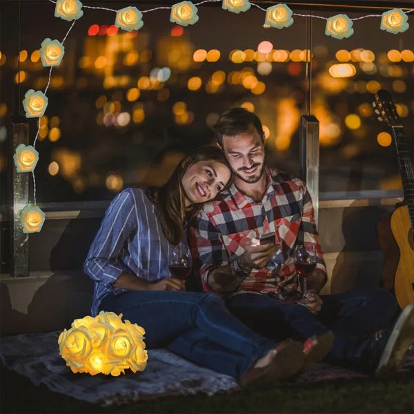 40 LEDs Rose Flower String Lights 10ft Battery Operated Decorative