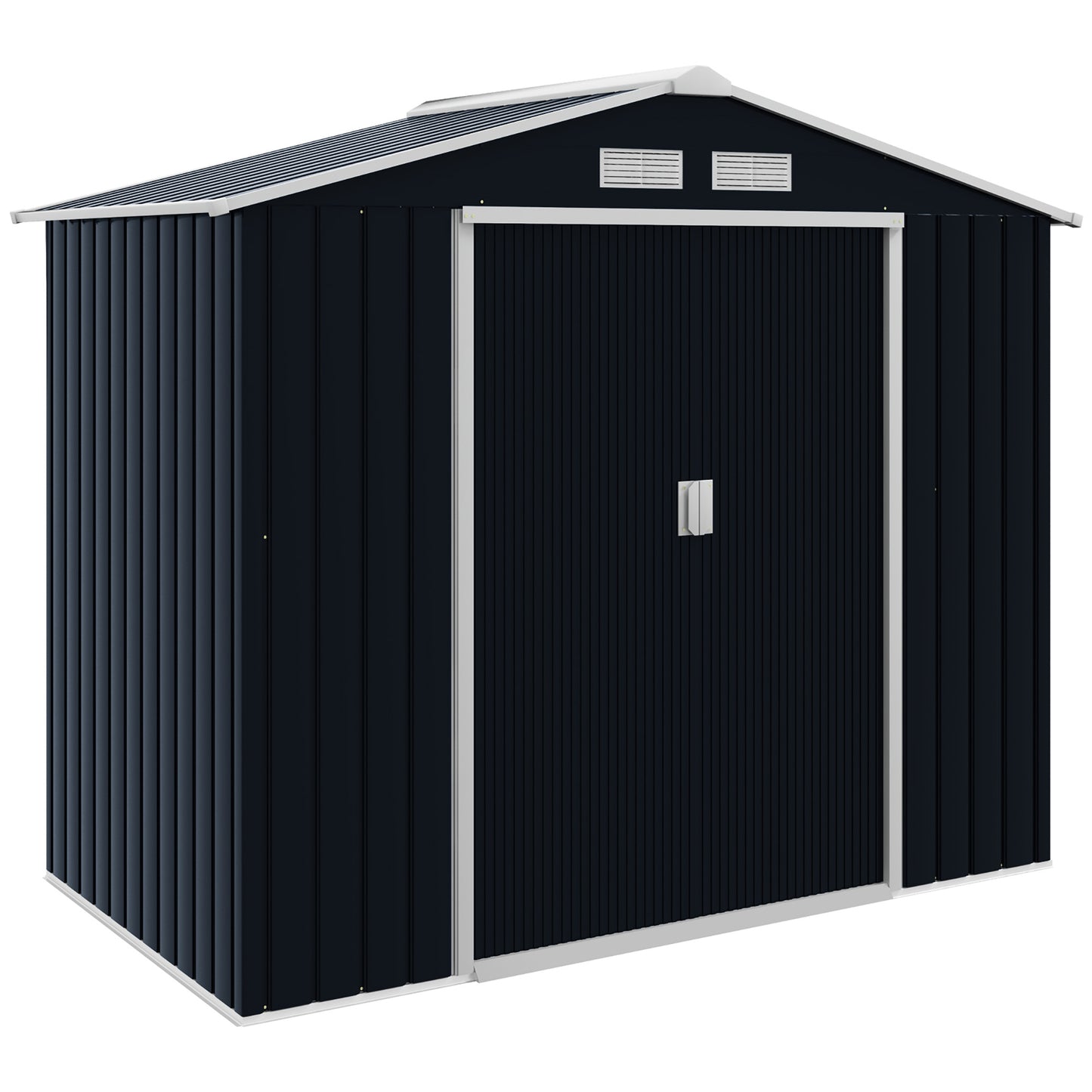 7'x4' Metal Outdoor Shed Organizer & Garden Storage with 4 Vents for Airflow & 2 Easy Sliding Doors - Dark Gray