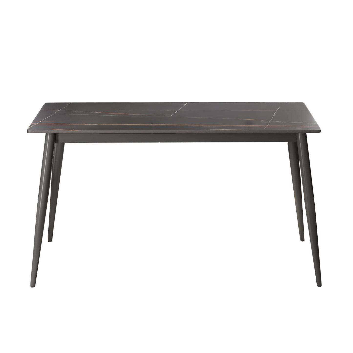55.12  Modern Artificial Stone Black Straight Edge Dark Grey Metal Leg Dining Table-Can Accommodate 6 People Dining Table Only