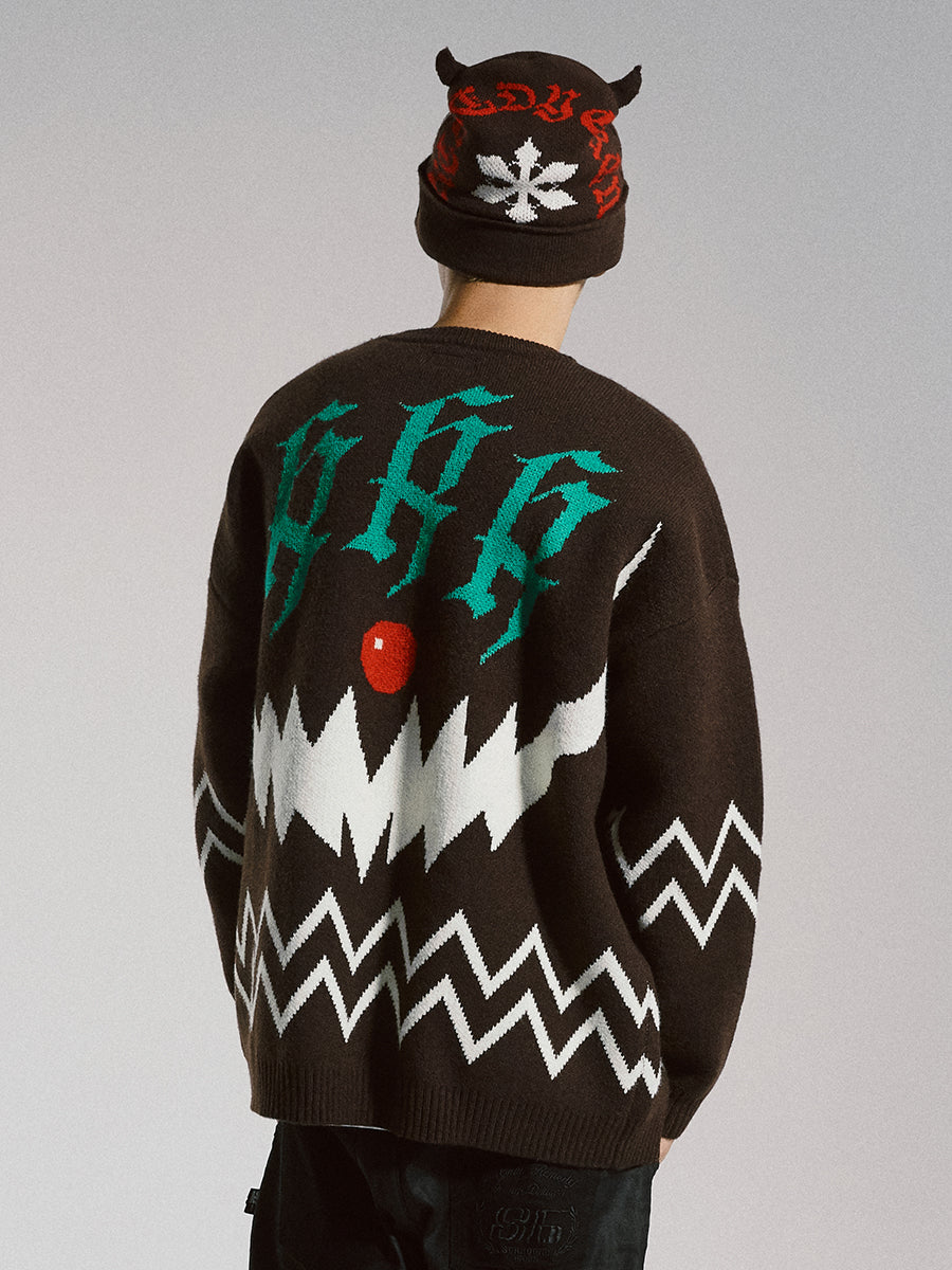 Alphabet Personality Devil Christmas Loose Sweater Men