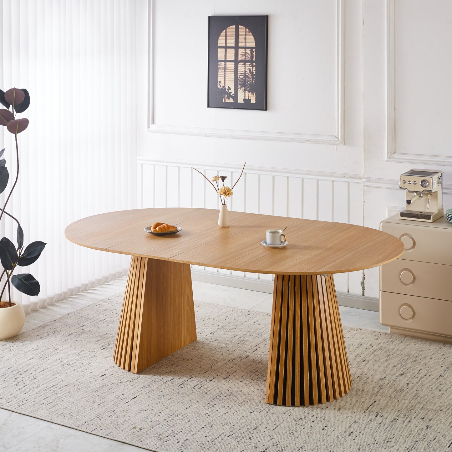 Extendable Table Mid-Century Modern Pedestal Table, Multi-Functional Dining Table For 6-10 People & Large Coffee Table,47.24-78.74INCH LENGTH