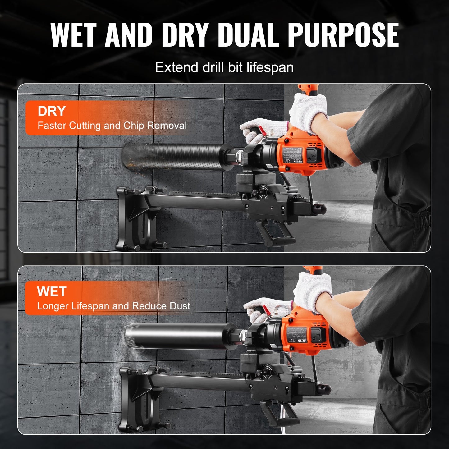 Core Drill Machine 0.8-6.3in Dia 2000W Handheld And Stand Core Drill Rig