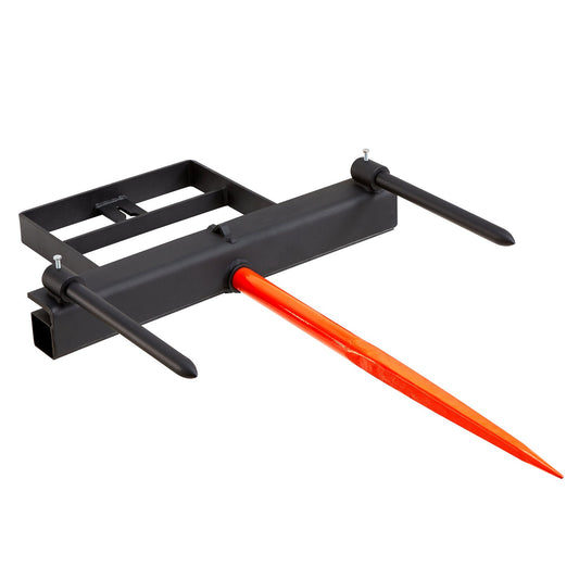 39' Hay Spear, Bale Spears 1600lbs Loading Capacity, Skid Steer Loader Tractor Bucket Attachment With 2pcs 17.5' Stabilizer Spears And 60' Chain, Quick Attach Spike Forks