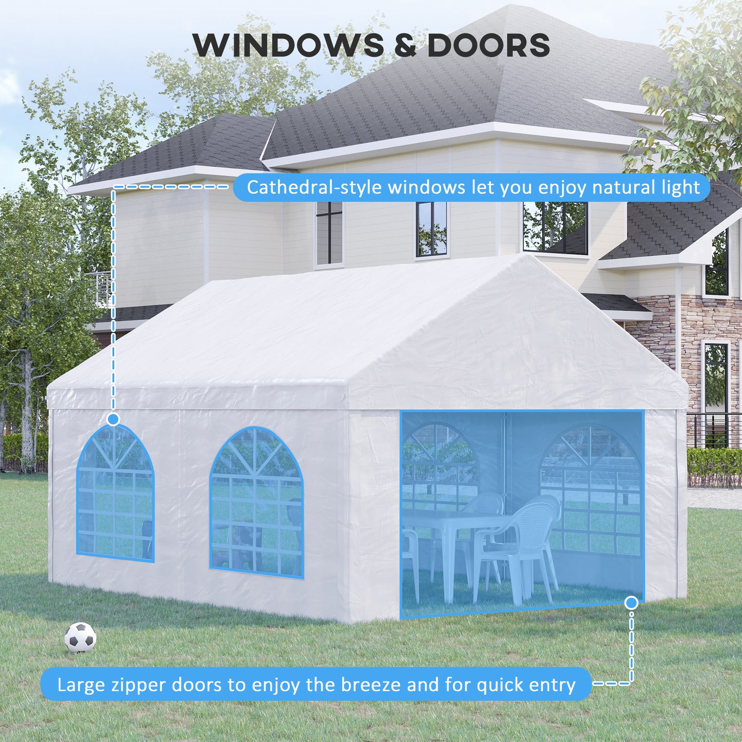 13 x 16.5 ft Heavy Duty Party Tent Outdoor Gazebo Wedding Tent Event Shelter Carport BBQ with Removable Sidewalls & Windows, Outside Waterproof Canopy for Parties, White