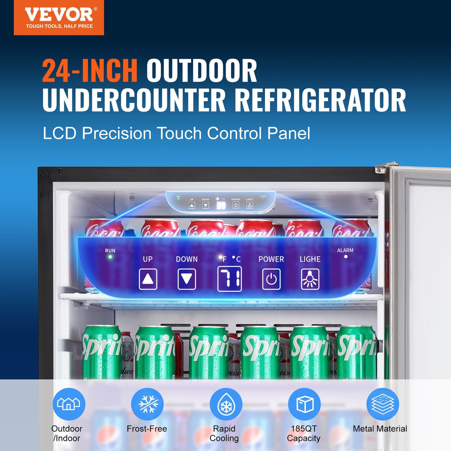 24' Outdoor Beverage Fridge Cooler 150QT Beer Refrigerator Indoor Outdoor