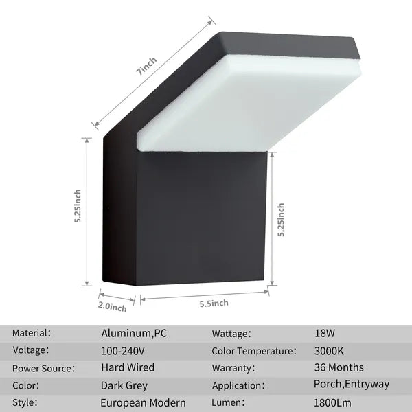 Inowel Wall Light Outdoor LED Wall Mount Lamp Modern Wall Sconce Lighting Lantern Fixture Aluminum Lights For Porch Front Door Garden Yard Patio IP65 Waterproof 19215