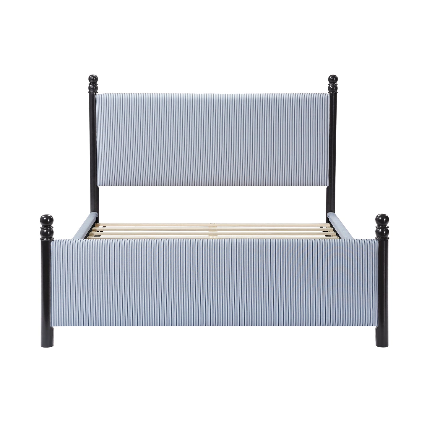 48-inch Striped Rubberwood Upholstered Bed,Queen