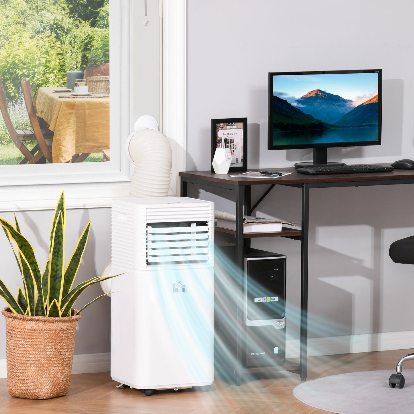 8000 BTU Mobile Air Conditioner for Cooling and Dehumidifying, Remote Control, 24H Timer, LED Display, White