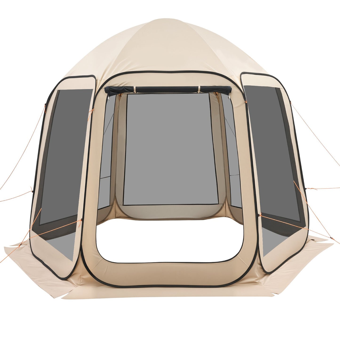 Screen House Tent, 10 X 9.2 Ft, 4-8 Person Pop Up Screen Tent, Portable Screened In Canopy With Carry Bag, Netting Sides, Ground Stakes, For Garden, Patio, Backyard, Outdoor Activities, Beige
