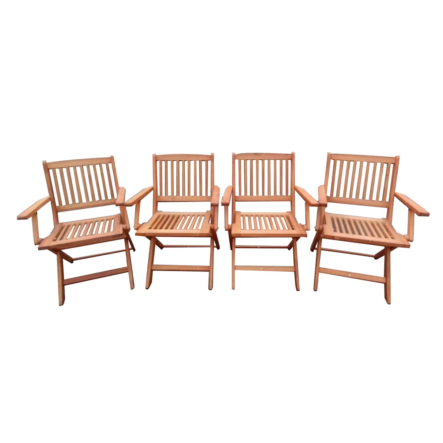 Foldable Patio Dining Set, 4 Folding Chairs, Indoor And Outdoor Universal, Teak