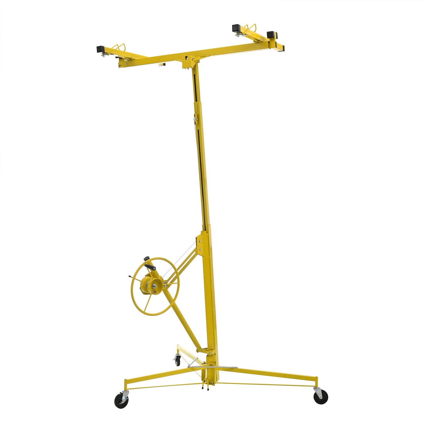 16 FT Drywall Lift Panel Rolling Hoist Jack Lifter Sheetrock, Drywall Lifting Construction Tools Caster Wheel With Adjustable Telescopic Arm, 16-Yellow