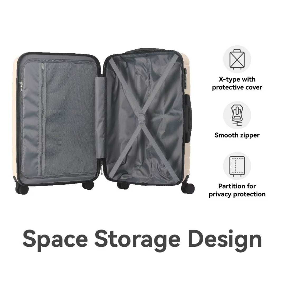 Luggage Sets ABS Hardshell 3pcs Luggage, Lightweight Durable Suitcase Sets Spinner Wheels Suitcase With TSA Lock 20''24''28'' Available Beige