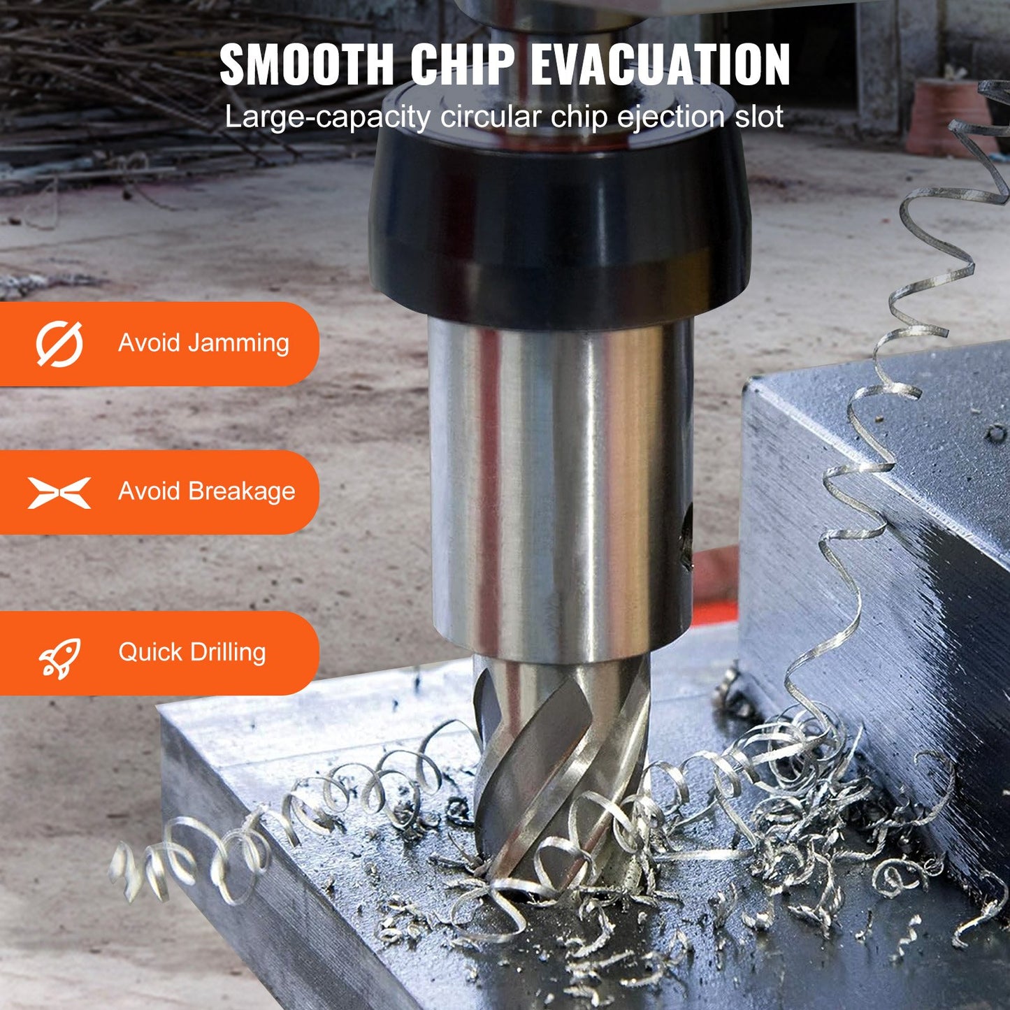 Annular Cutter Set, 6 Pcs Weldon Shank Mag Drill Bits, 1' To 2' Cutting Diameter, 2' Cutting Depth, M2AL High-Speed Steel, With 2 Pilot Pins And Portable Case, For Using With Magnetic Drills