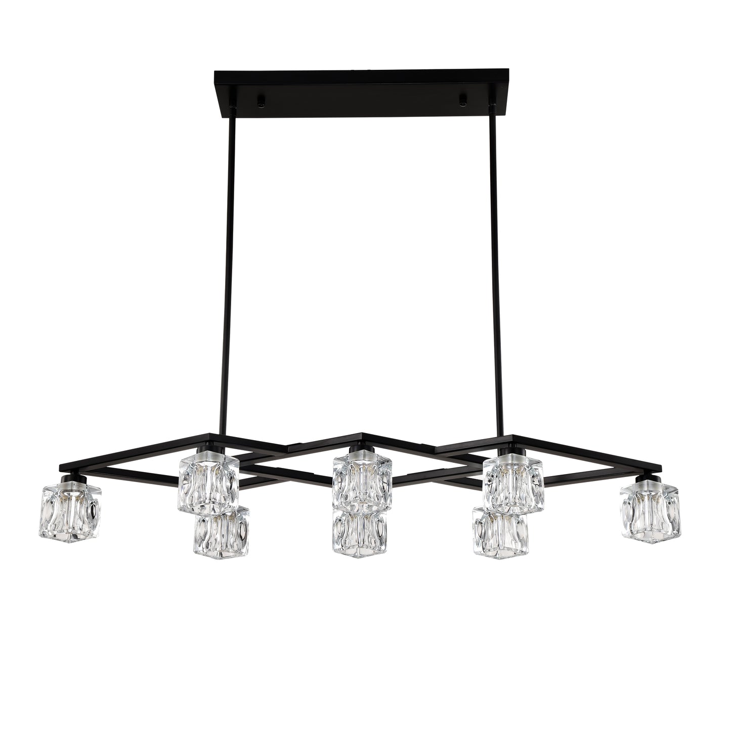 Matte Black Crystal Chandelier For Dining Room, 8-Light Kitchen Chandelier Light Fixture Modern Metal Industrial Chandeliers For Farmhouse Entryway Living Room