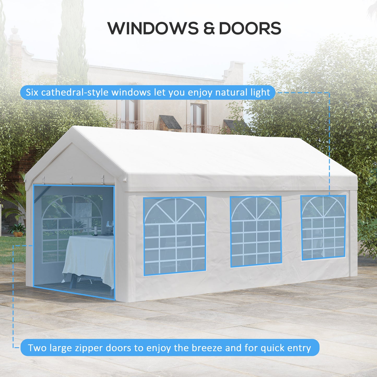 19.7' x 9.7' Heavy Duty Party Tent & Carport with Removable Sidewalls and Double Doors