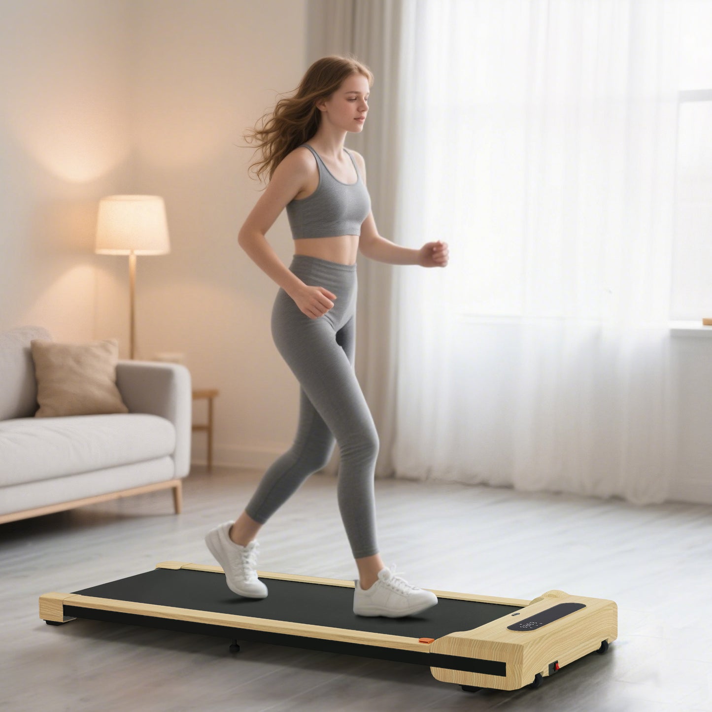 2.5HP Walking Pad, Under Desk Treadmill with Remote Control, Transport Wheels and LED Display for Home Gym Office