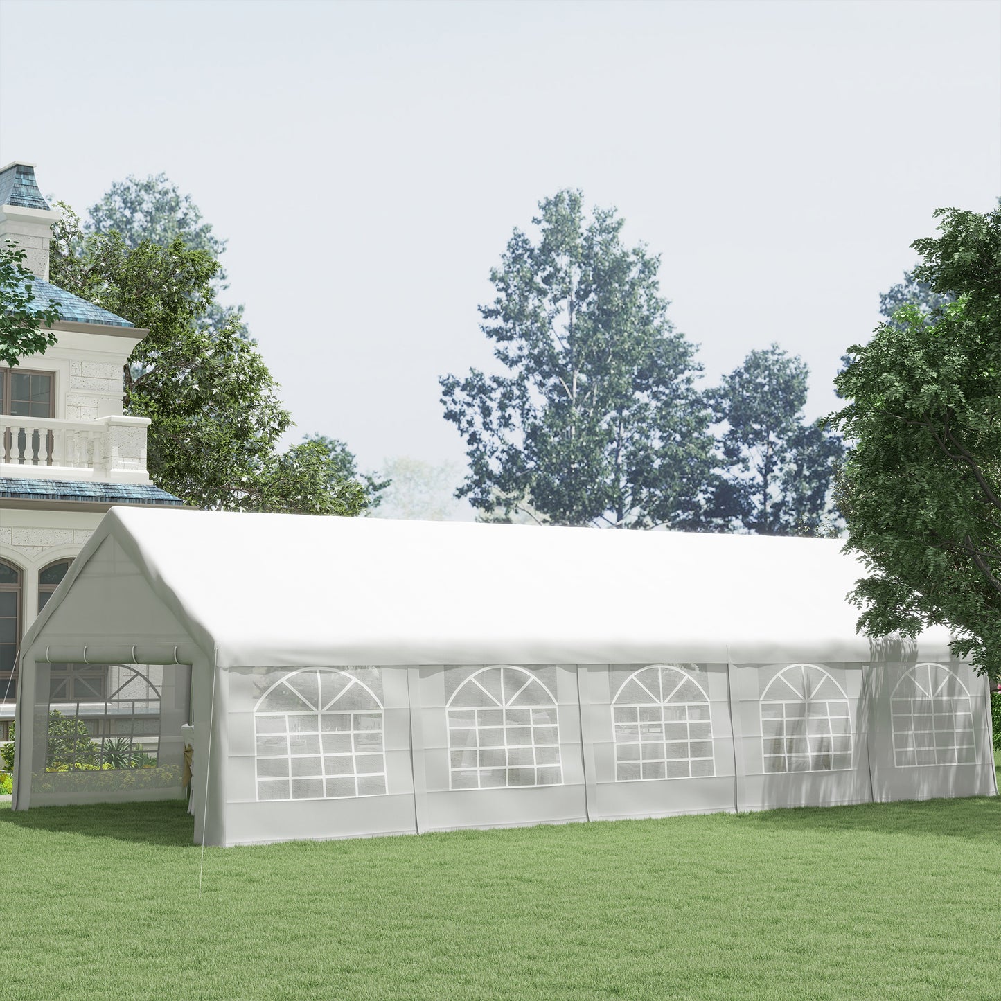 32x16 Outdoor Canopy Tent Heavy Duty Carport Tent with Cathedral Window Design for Party & Wedding