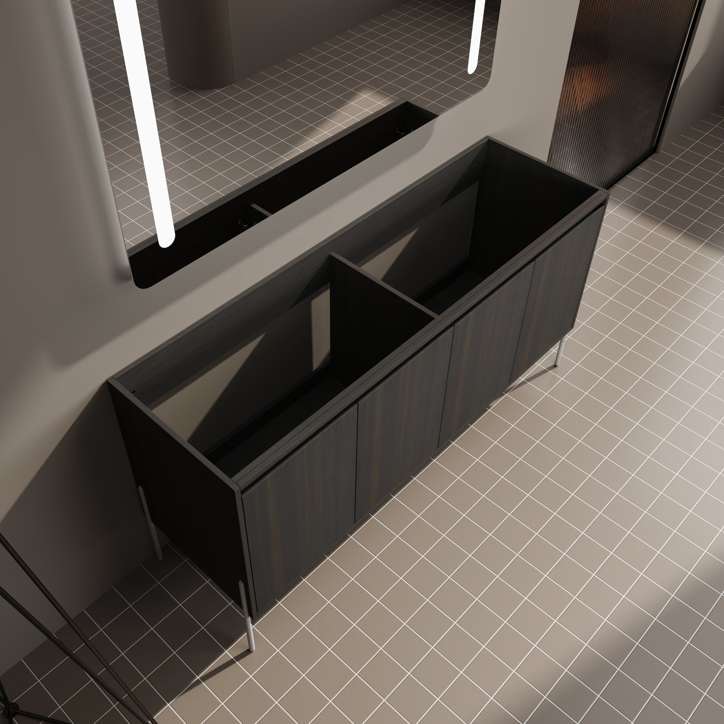 60 Freestanding Bathroom Vanity, Storage Cabinet With Soft Closed Doors KD-Package-Excluding Sink