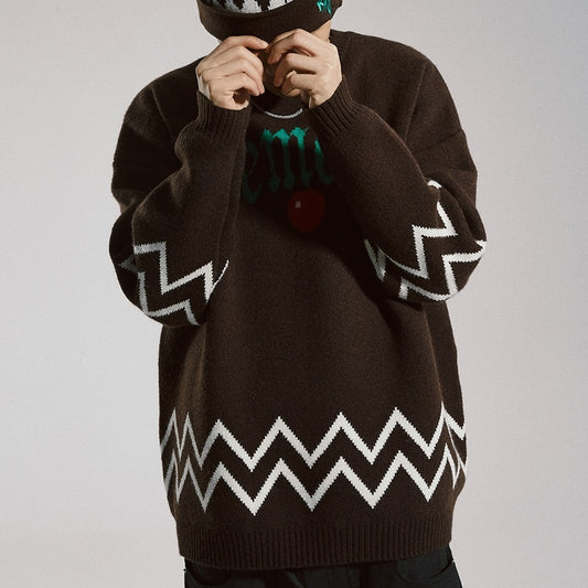 Alphabet Personality Devil Christmas Loose Sweater Men