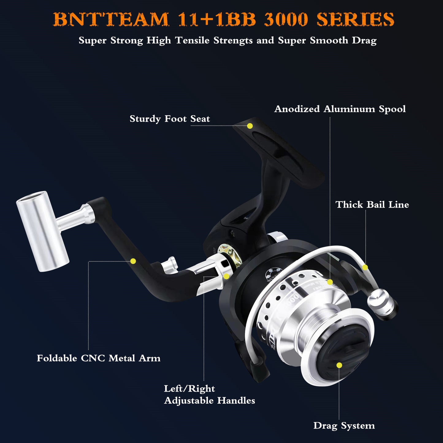 BNTTEAM New Fishing Spinning Reel Rod Combos Carbon Telescop