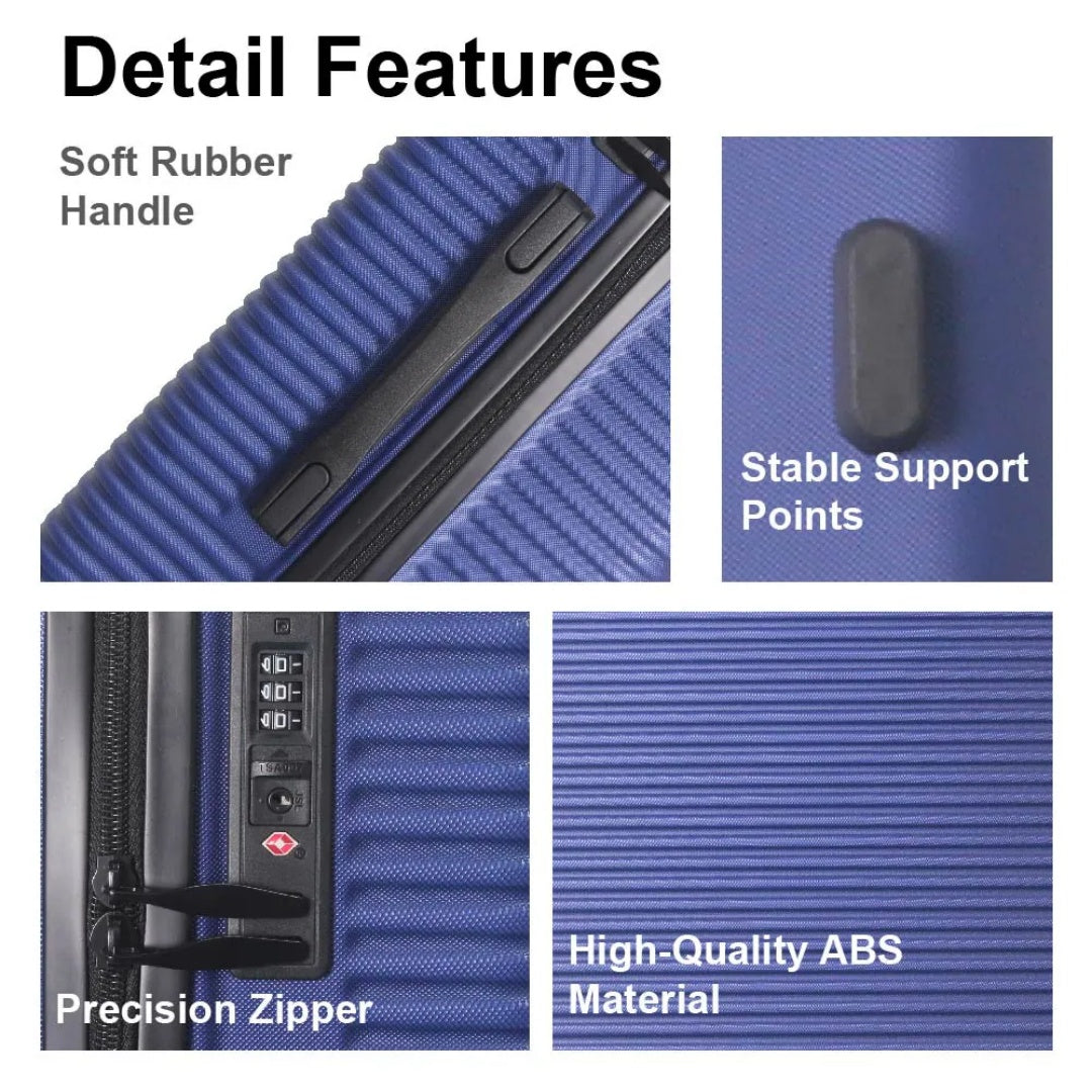 Luggage Sets ABS Hardshell 3pcs Luggage, Lightweight Durable Suitcase Sets Spinner Wheels Suitcase With TSA Lock 20''24''28'' Available Blue