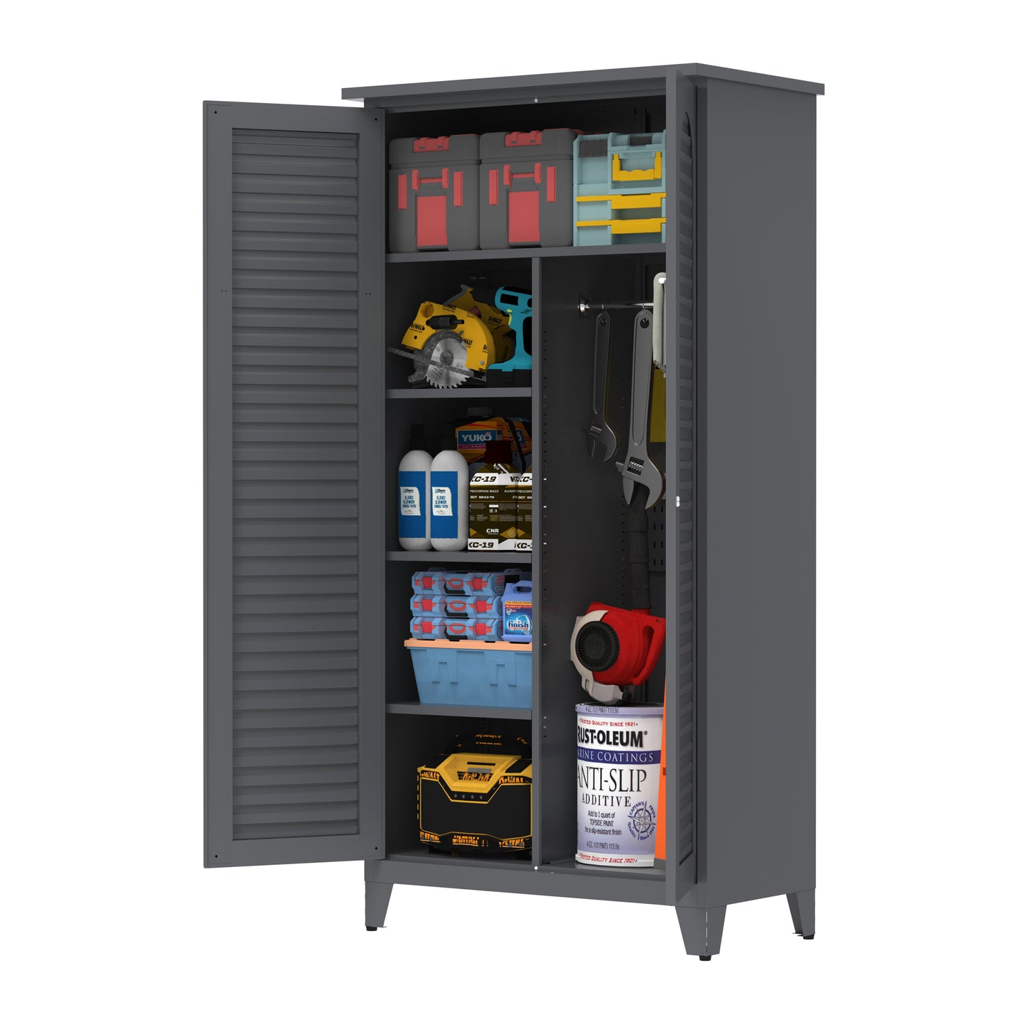 73'' Tall Metal Tool Storage Cabinet, With Ample Storage Space For Garage,Warehouse,Garden,Office, Living Room,Bathroom,Utility Room Slate