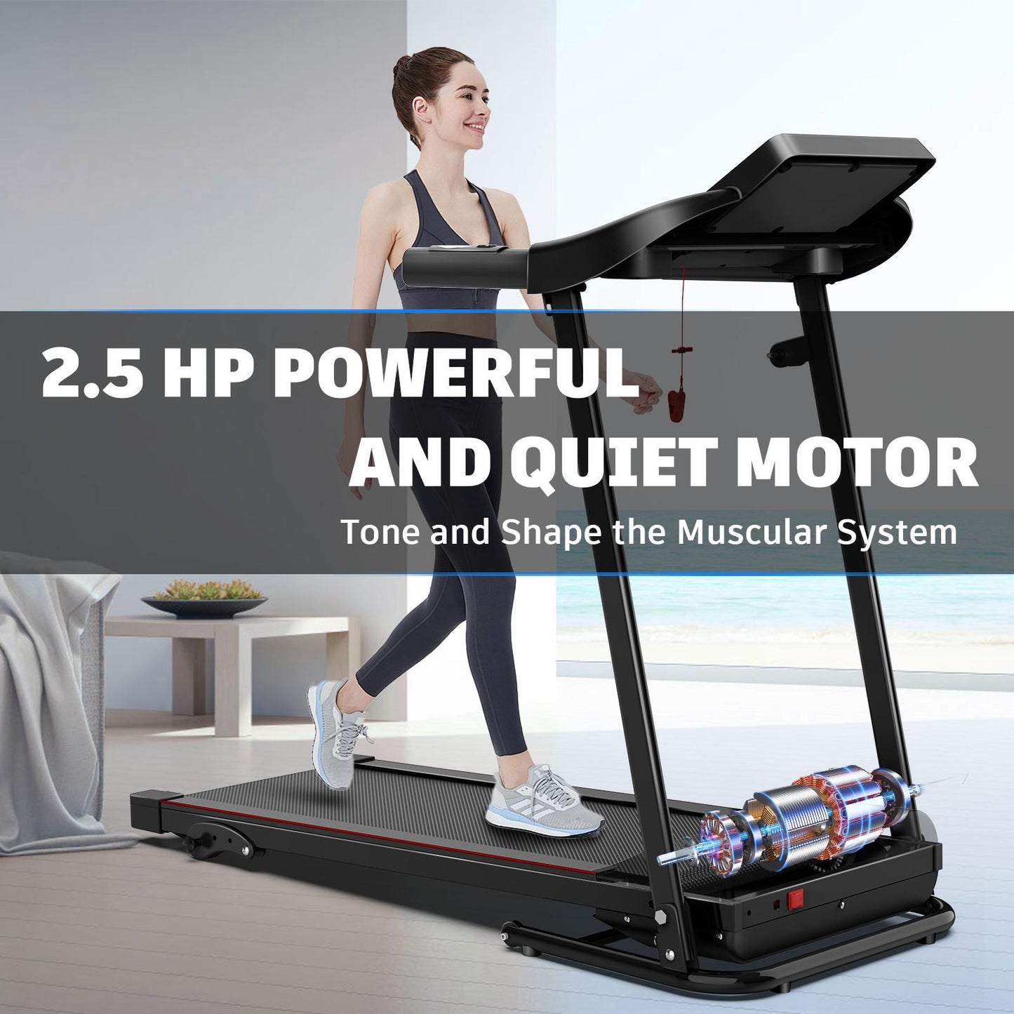 Easy-to-move Wheels Three-level Adjustment Incline Adjustment Indoor Aerobic Treadmill Suitable For All Fitness Levels