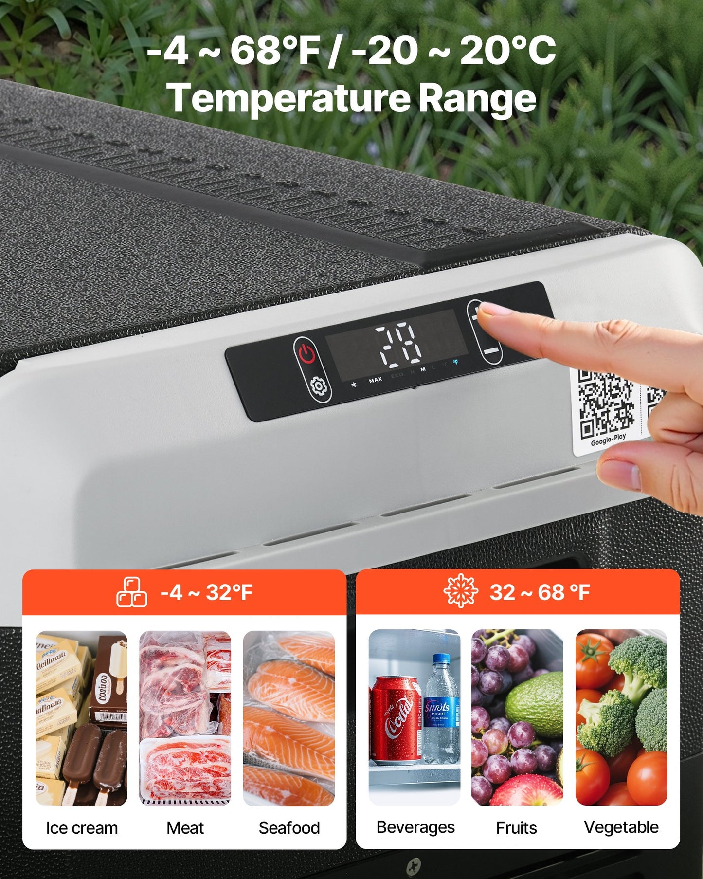 12 Volt Car Refrigerator Portable Freezer 63.4QT Electric Cooler For Camping