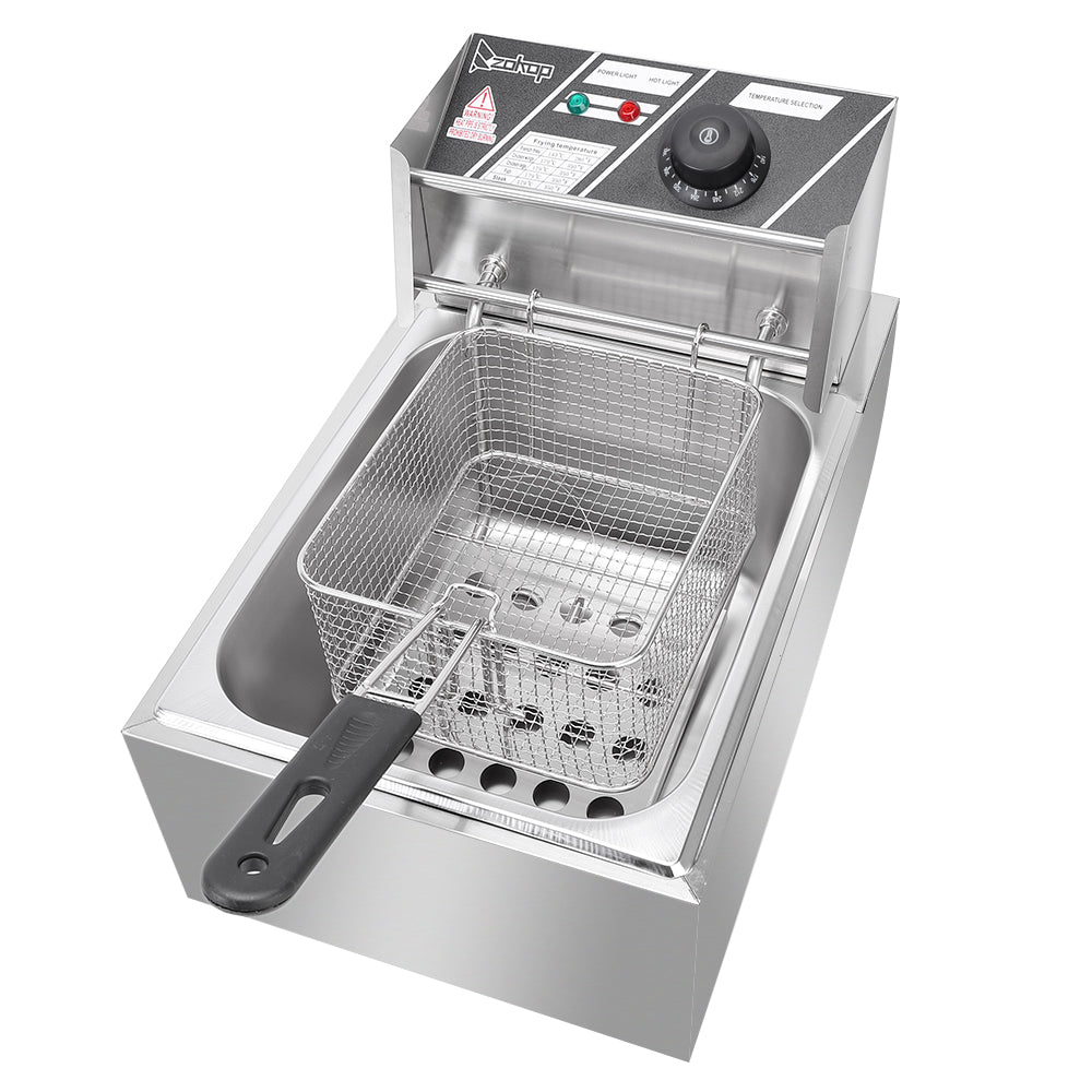 Electric Fryer Silver Stainless Steel Single Cylinder