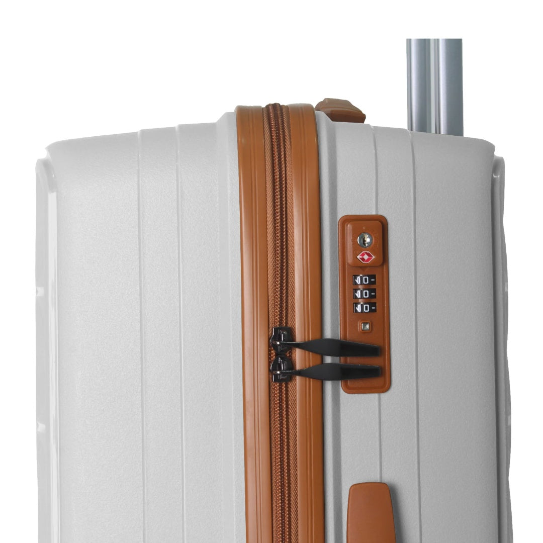 3-Piece Luggage Set Travel Lightweight Suitcases With Rolling Wheels, TSA Lock & Moulded Corner, Carry On Luggages For Business, Trip, 20-24-28, White