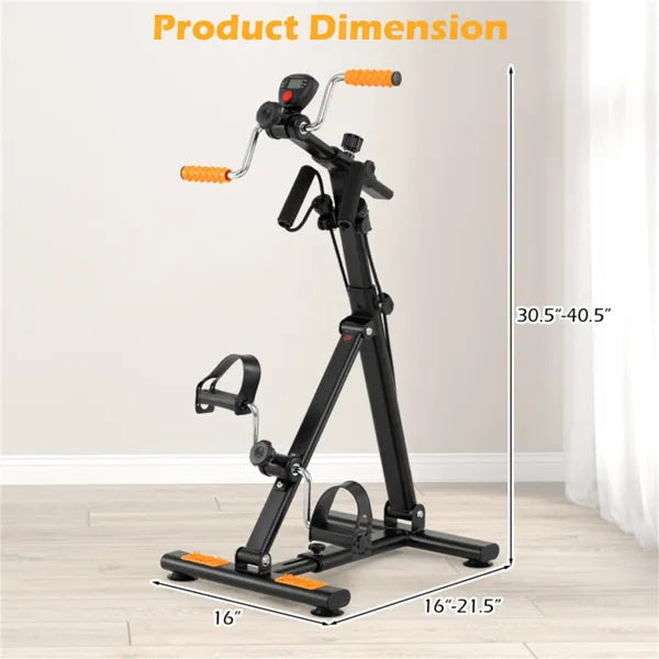 Multi-Functional Senior Fitness Machine - Full-Body Low-Impact Workout + Hand/Foot Massage, Black+Orange