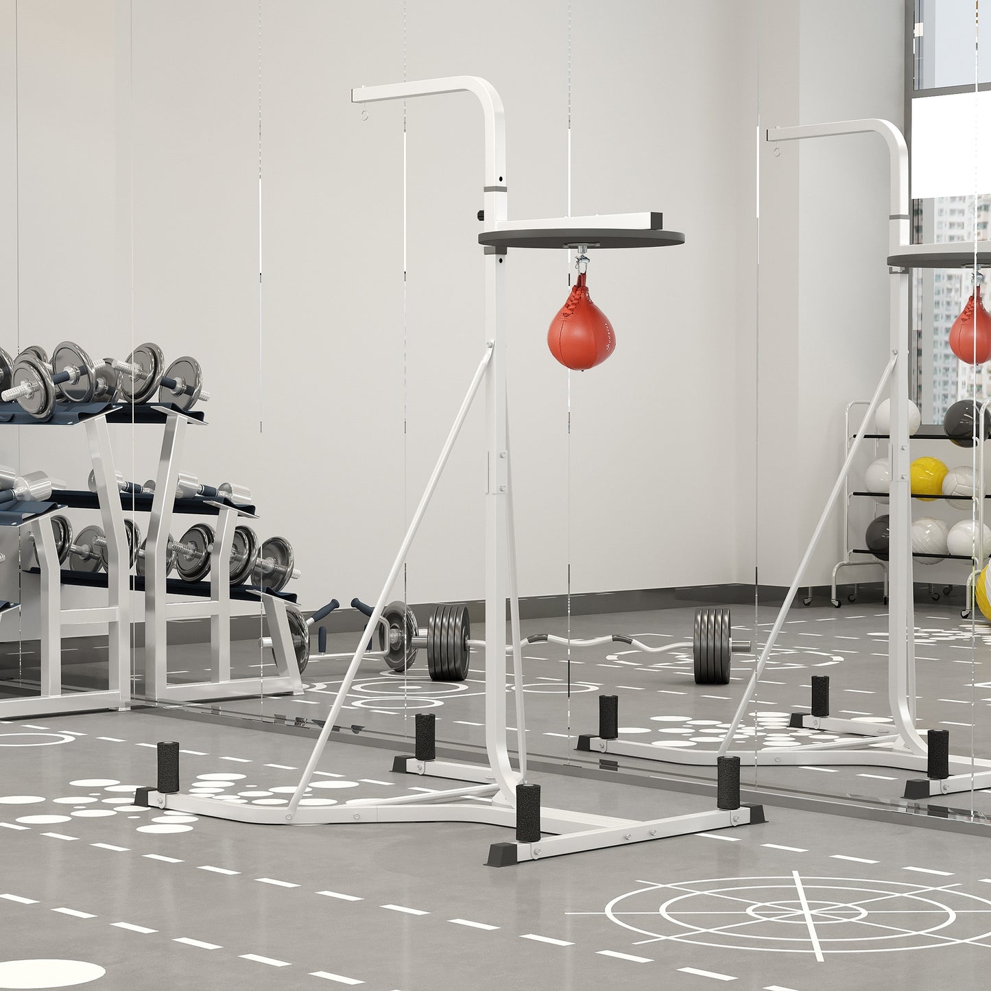 2 In 1 Punching Bag Stand, Adjustable Height Heavy Bag Stand With Weighted Base And Speed Bag, Freestanding For Home Gym