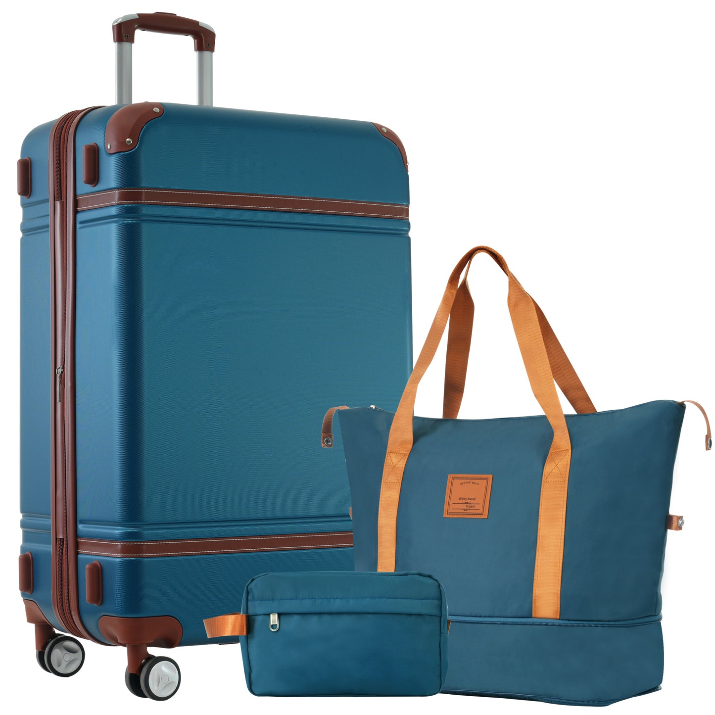 Hardshell Luggage Sets With Bags Lightweight Suitcase Double Spinner Wheels With TSA Lock ,Single Vintage Luggage 28 IN,Blue