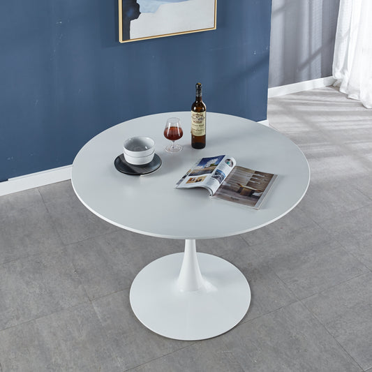 42.1 White COLOR TOP Tulip Table Mid-century Dining Table For 4-6 People With Round Mdf Table Top, Pedestal Dining Table, End Table Leisure Coffee Table