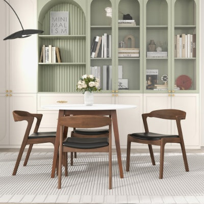 Dakota Solid Wood Black Leather Dining Chair Set Of 2
