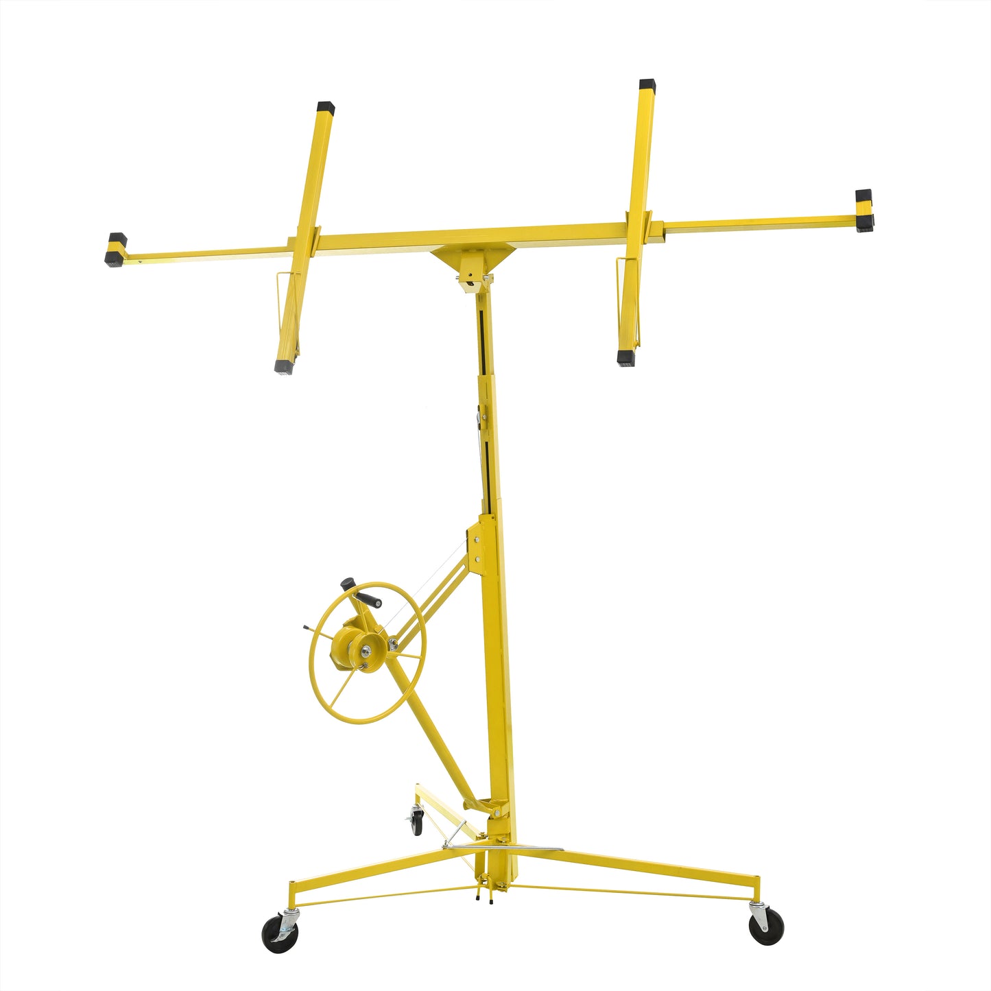 16 FT Drywall Lift Panel Rolling Hoist Jack Lifter Sheetrock, Drywall Lifting Construction Tools Caster Wheel With Adjustable Telescopic Arm, 16-Yellow
