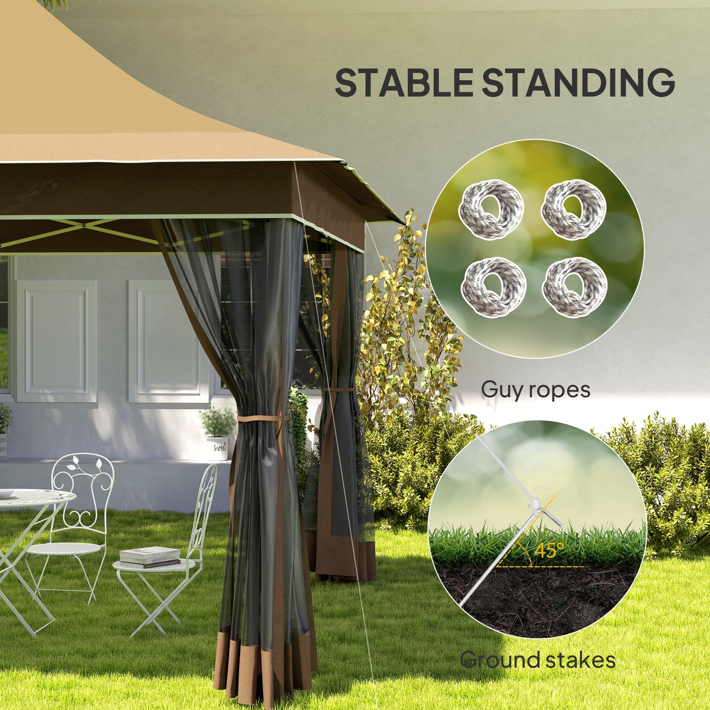 12 x 12 ft. Canopy Tent with Mesh Netting, UPF50+ Pop Up Tent with Carry Bag for Garden, Patio, Beige