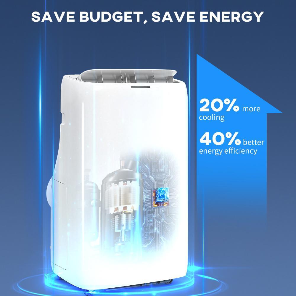 14000 BTU Portable Air Conditioner, Inverter & Dual Hose AC Unit W Cool, Dehumidifier, Fan, For 700 Sq. Ft, Window Kit