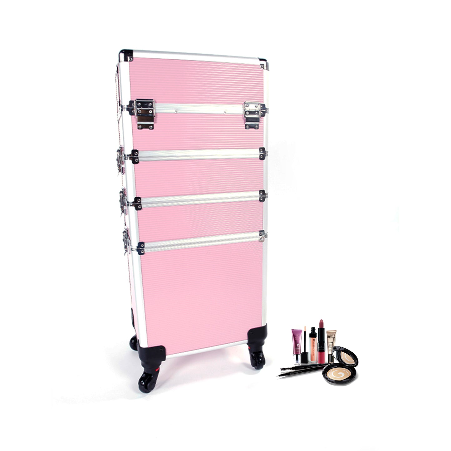 4-in-1 Aluminum Alloy, Trolley, Vanity Case, Embroidery Box