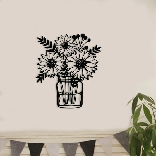 Vintage Sunflower Metal Wall Art - Handcrafted Iron Wall Sculpture