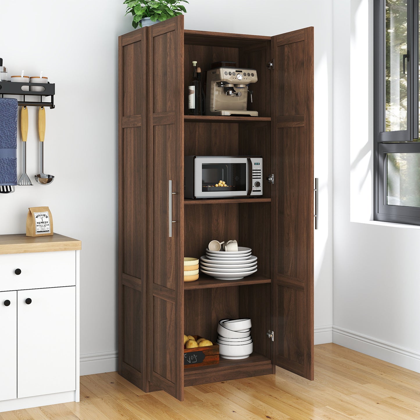 Pantry Cabinet, Kitchen Pantry Storage Cabinets With 2 Door And 3  Shelves,  Pantry Storage Cabinet, Cupboard For Kitchen, Dining Room And Living Room.