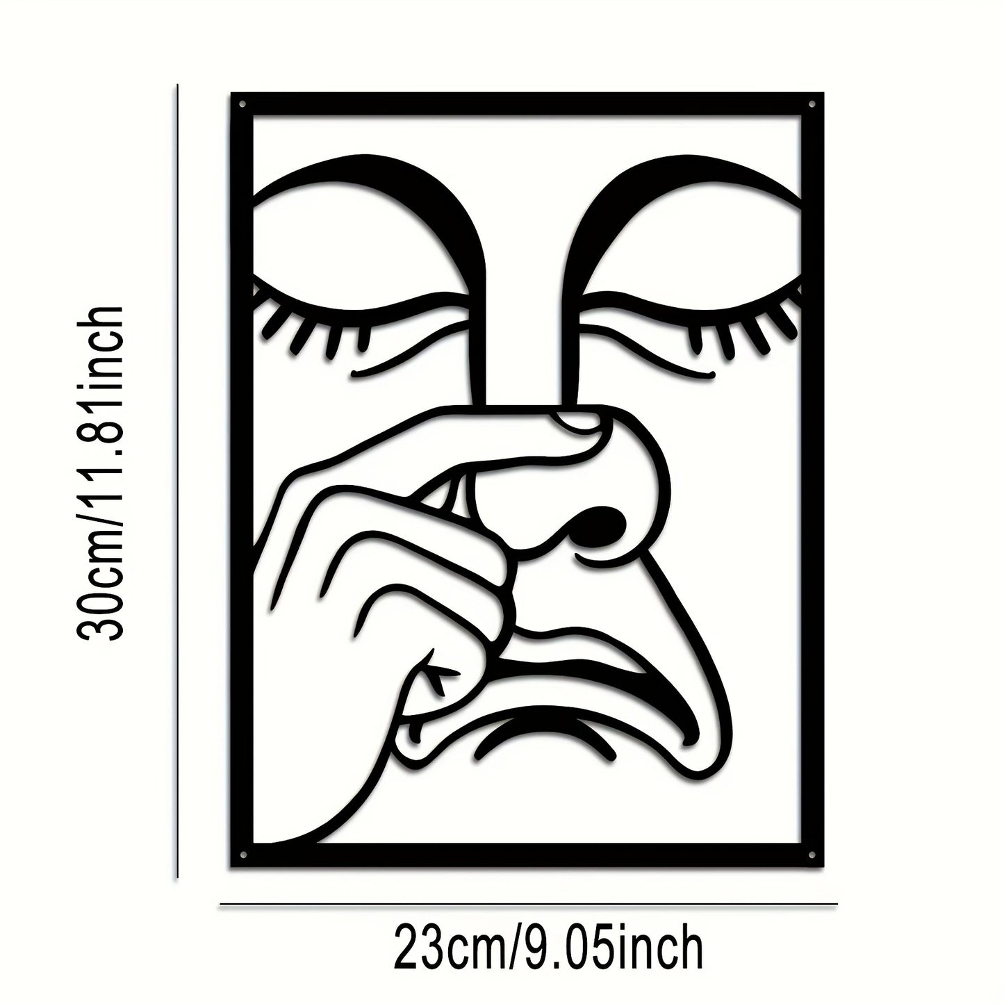 Whimsical Nose-Pinch Metal Wall Sculpture - Hilarious Single Piece Iron Art