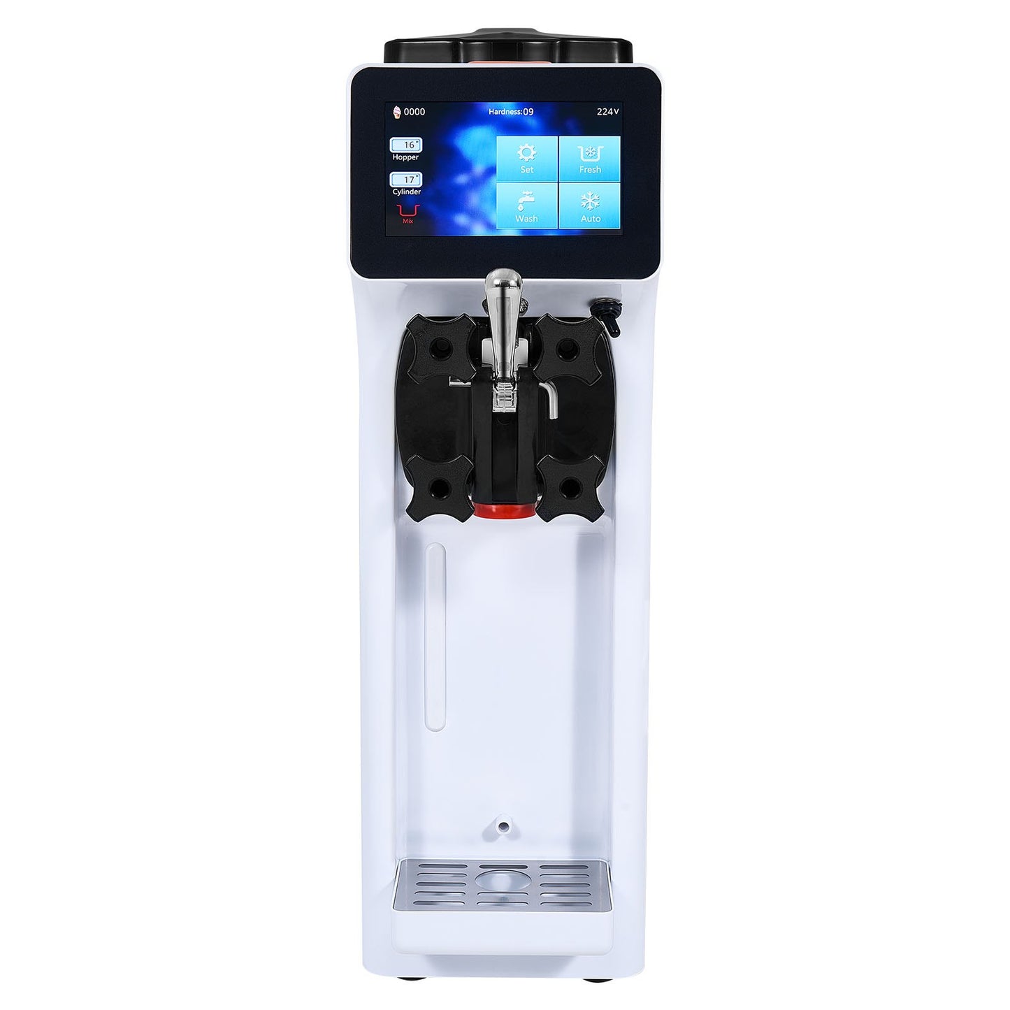 Commercial Ice Cream Machine, 10.6 QT/H Yield, 1000W Single Flavor Countertop Soft Serve Ice Cream Maker, 4L Hopper 1.6L Cylinder, Touch Screen Auto Clean Pre-cooling, For Restaurant Snack Bar