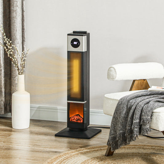 31" Freestanding Electric Heater With Oscillation, Remote Control & 12H Timer For Indoors, 1400W, Black