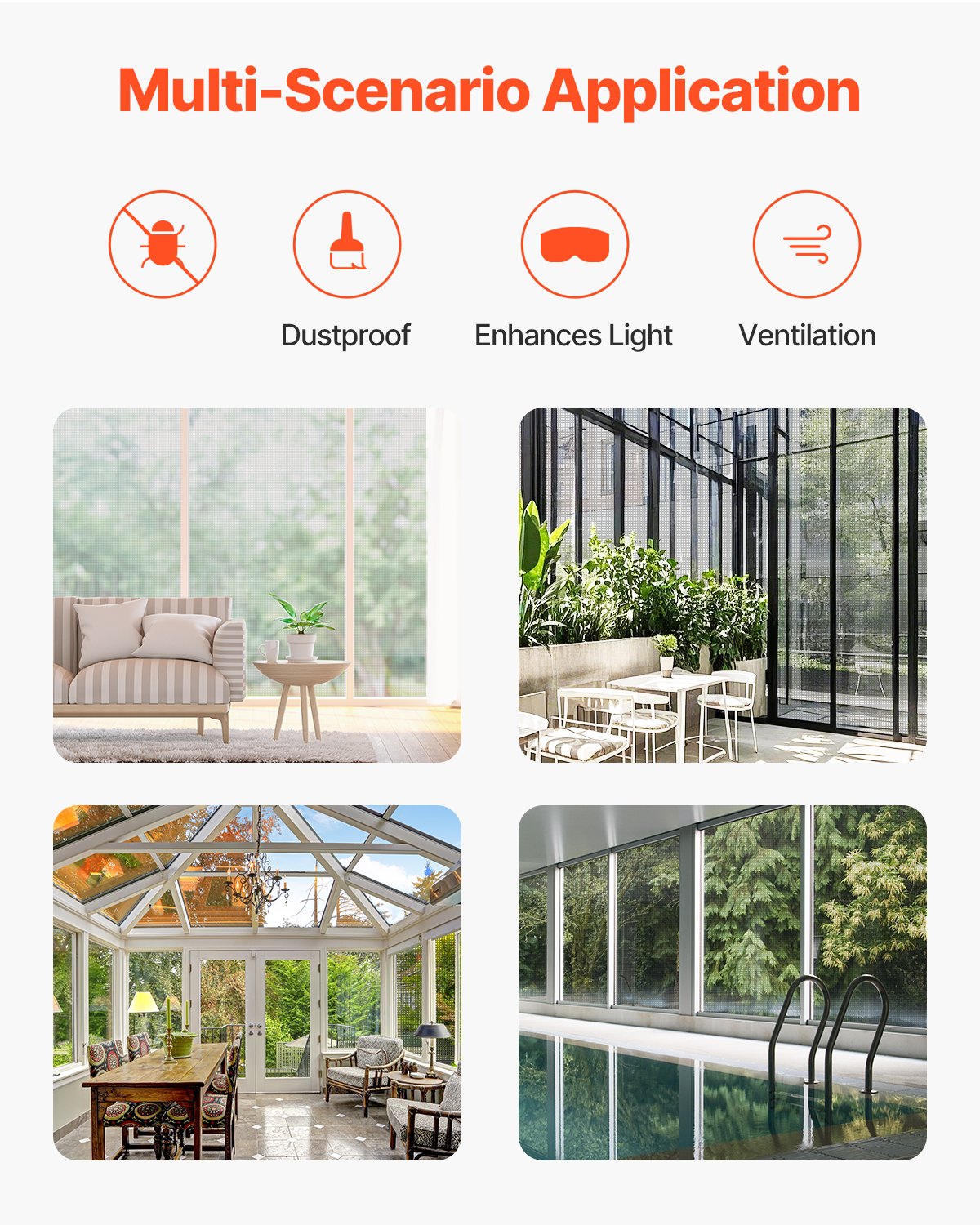 Window Screen Replacement, 100 Ft × 96 In Window Screen Mesh, DIY Adjustable Fiberglass Screen Mesh - Durable, Washable & Easy To Install, Window Screen Repair Kit For Patio Porch Door Windows