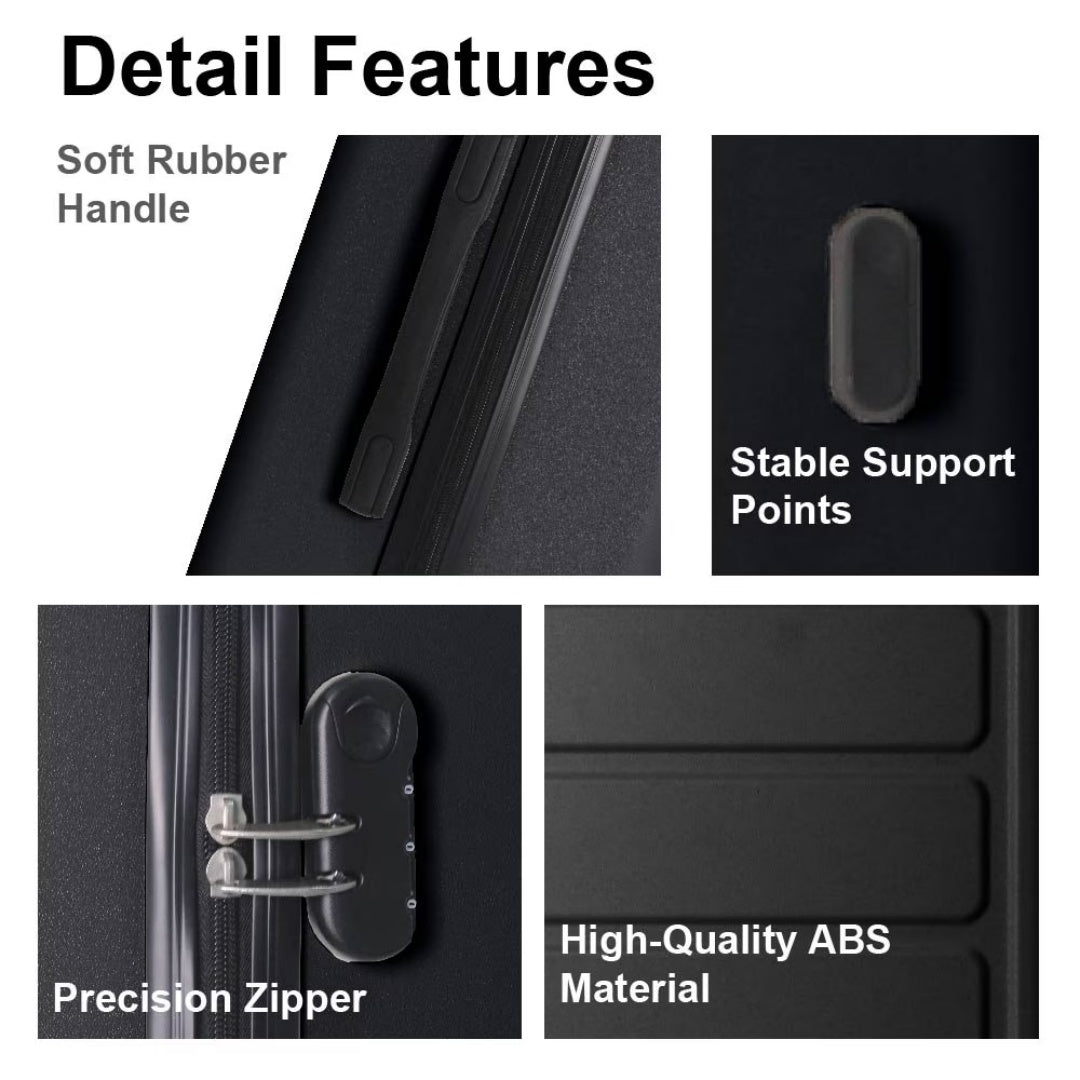 Luggage Sets ABS Hardshell 3pcs Luggage, Lightweight Durable Suitcase Sets Spinner Wheels Suitcase 20 24 28 BLACK