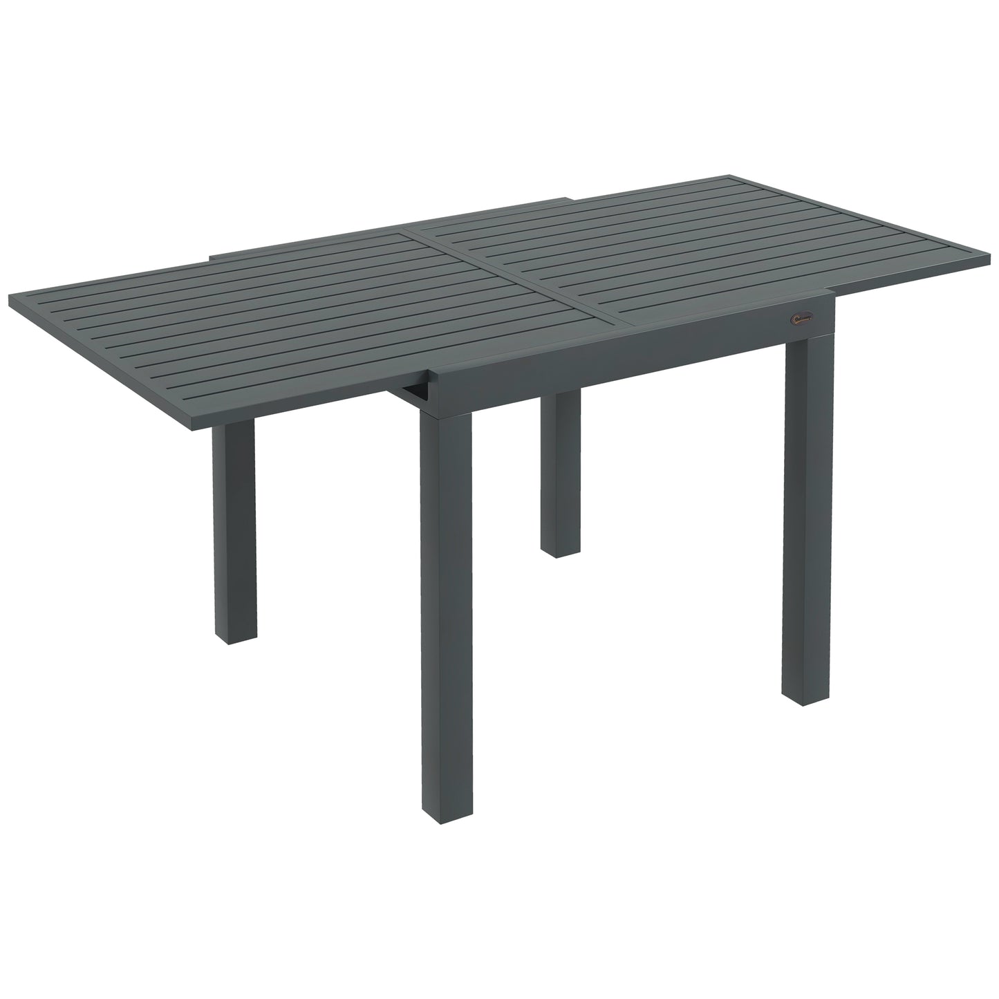 Expandable Patio Table, Outdoor Dining Table for 4-6 with Aluminum Frame for Garden, Lawn, Balcony Terrace, Gray