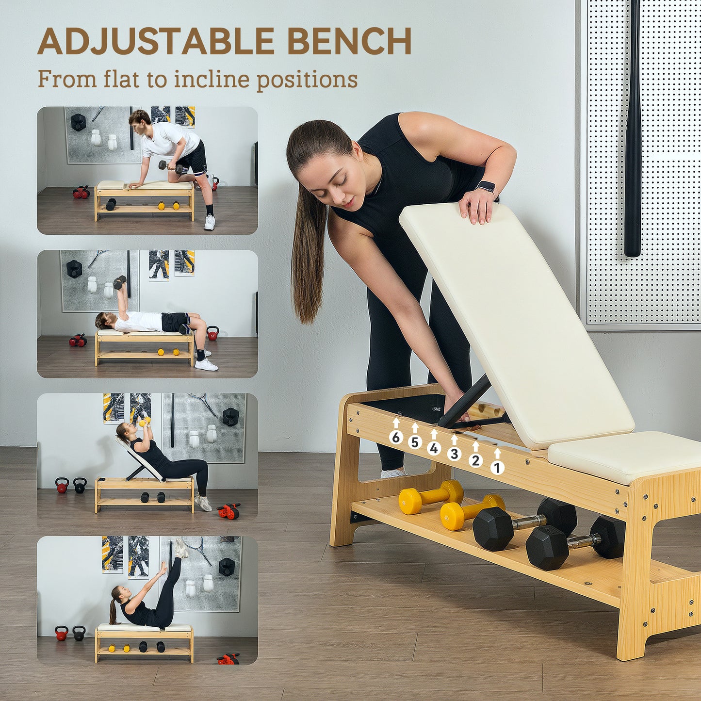 Adjustable Weight Bench with Dumbbell Rack