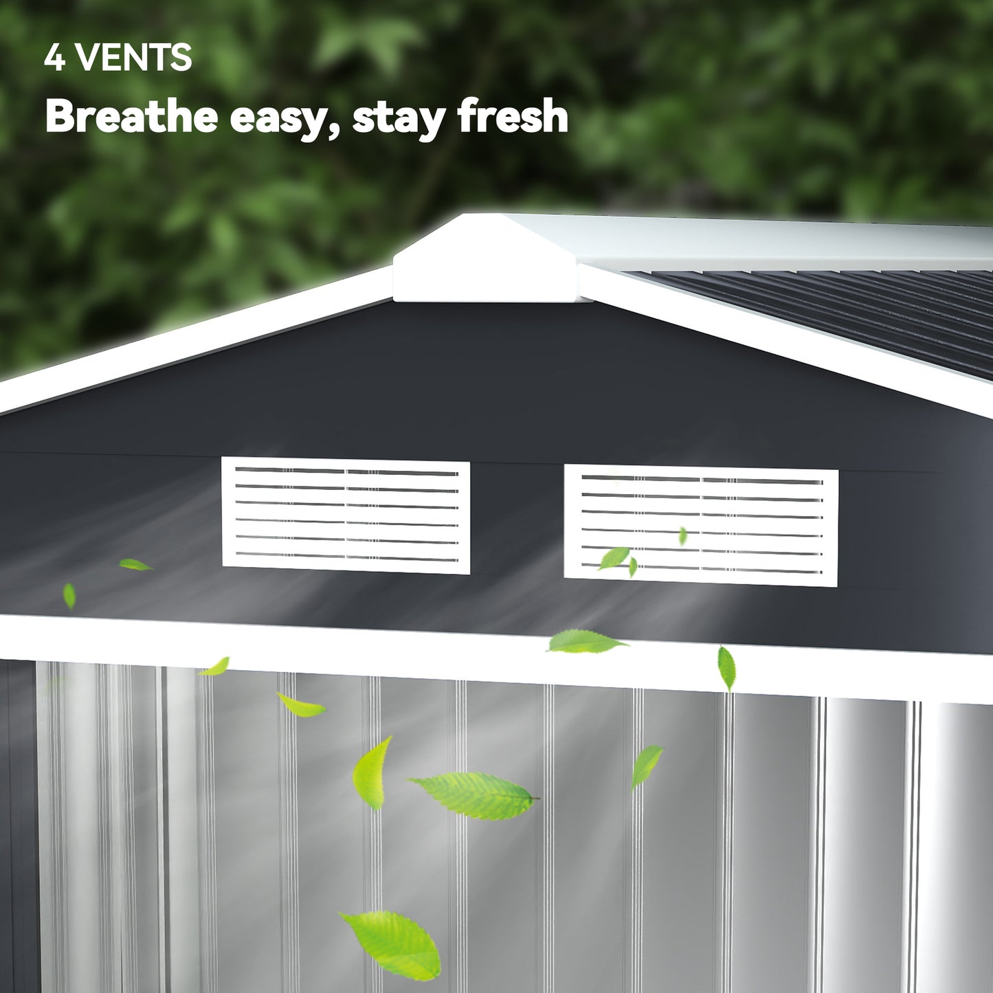 7'x4' Metal Outdoor Shed Organizer & Garden Storage with 4 Vents for Airflow & 2 Easy Sliding Doors - Dark Gray